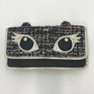Juicy Couture Tweed Kitty Cat Clutch Sparkle Multi-Colored Wristlet/Purse